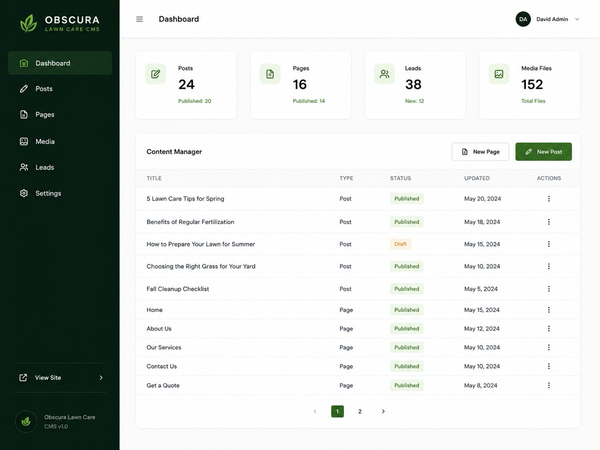 Obscura Lawn Care CMS