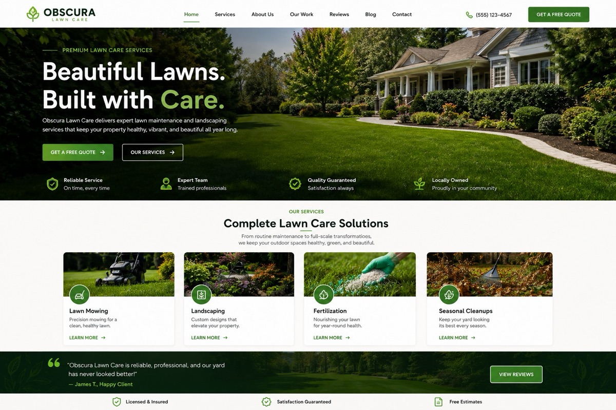 Obscura Lawn Care website